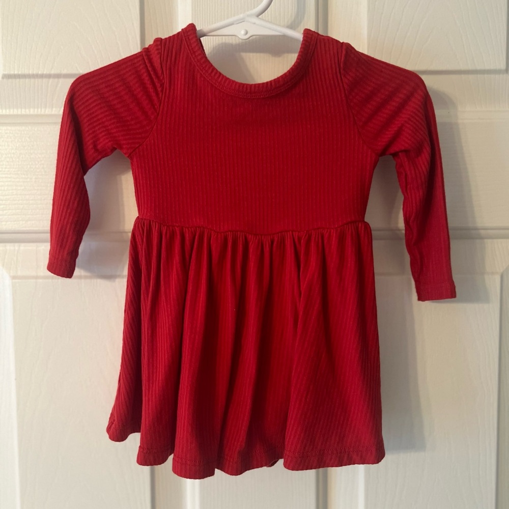 Little Sleepies Red Ribbed bodysuit twirl dress. Size 3-6 months. EUC!